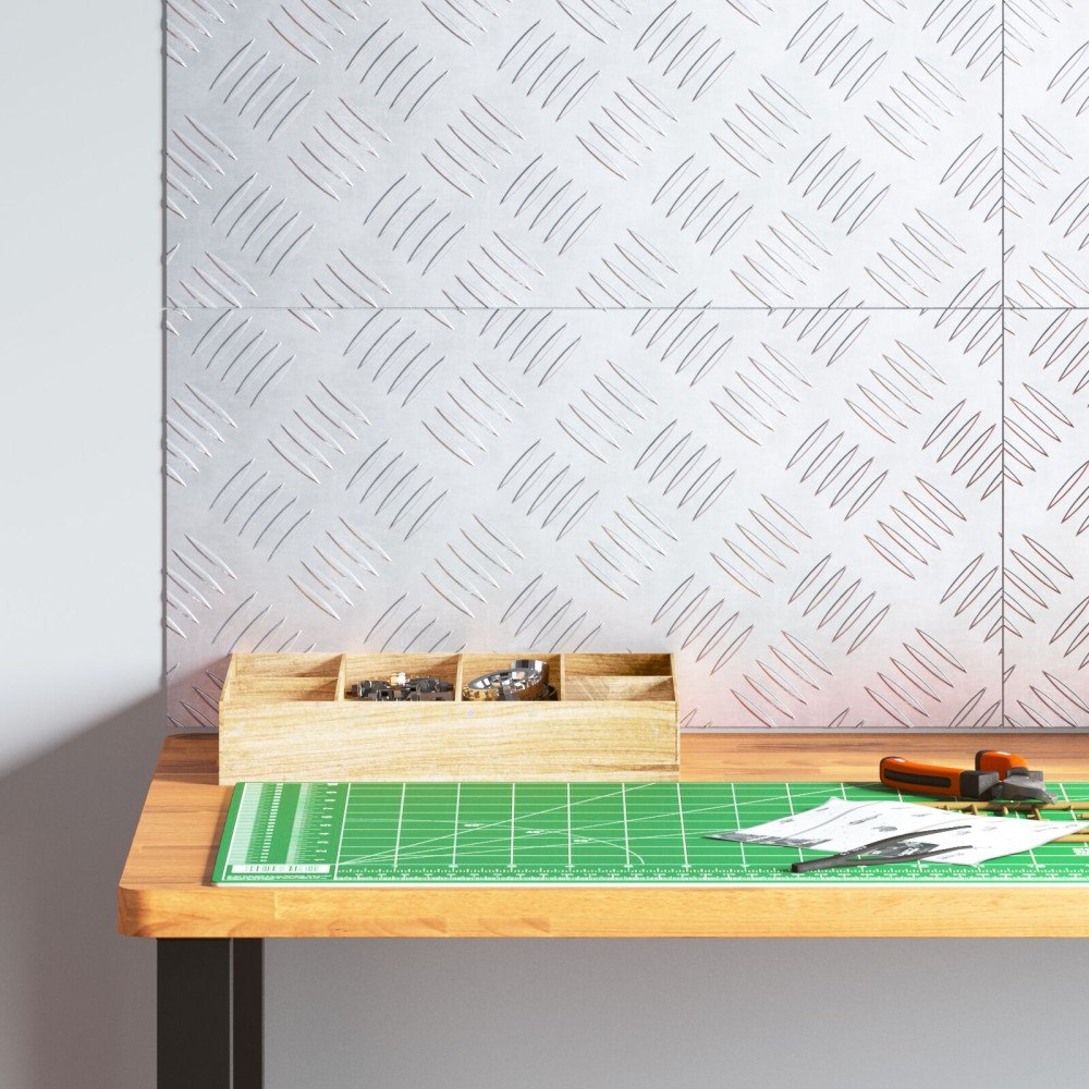 vidaXL Aluminium Checker Plates - 4 Pack, Halkfria, 50x25 cm