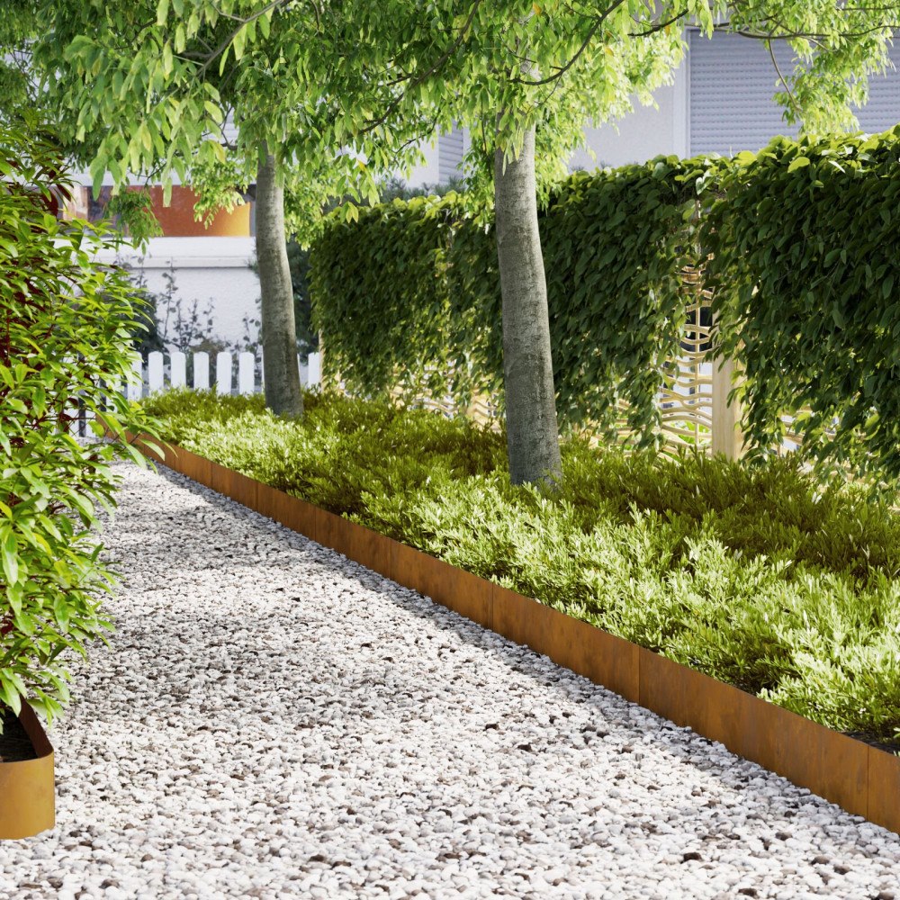 vidaXL Kant för gräsmatta 20 st 100 x 0,05 x 20 cm Väderbeständig stål