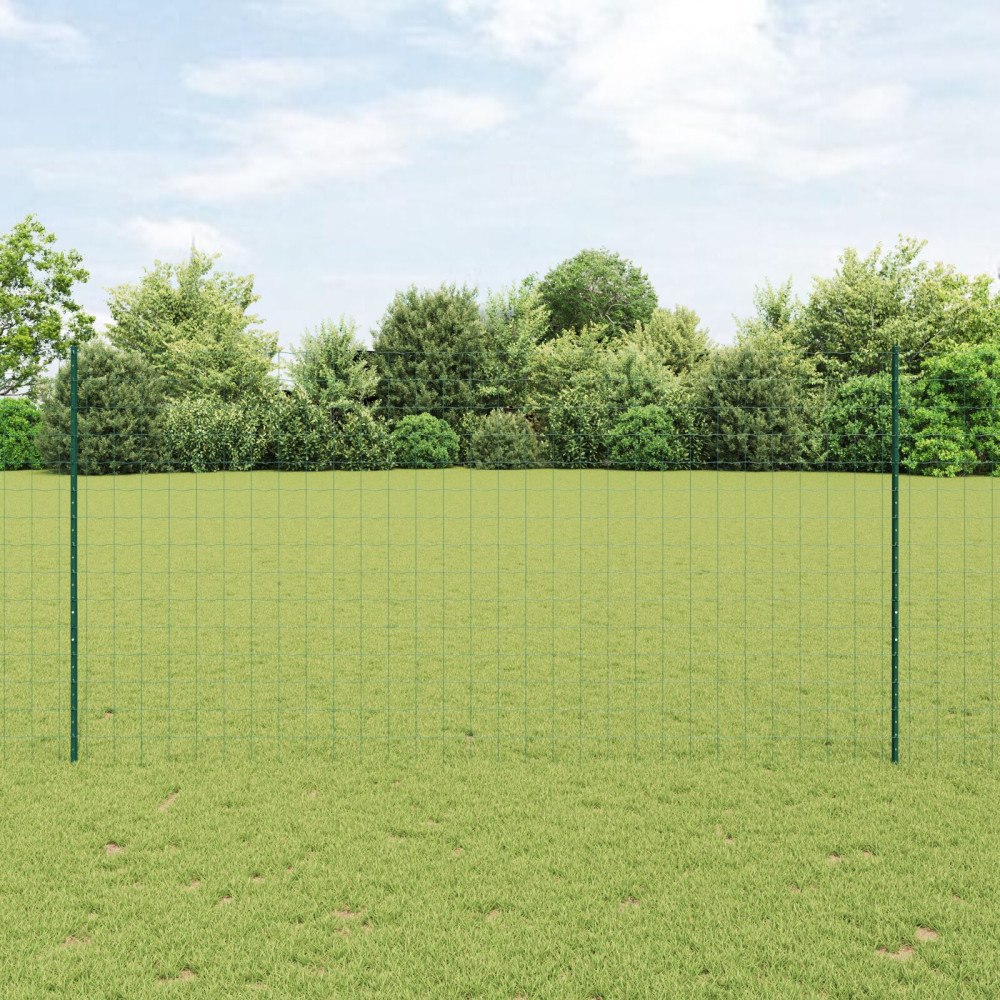 vidaXL Euro Staket med Stöd 10 x 1,5 m PVC-belagda stål Grön Mesh