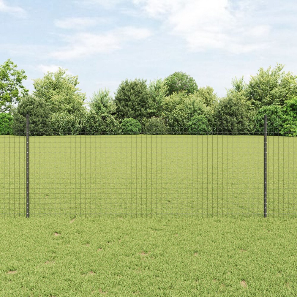 vidaXL Euro Staket med Stöd 10 x 1 m PVC-belagda stål Grå Mesh