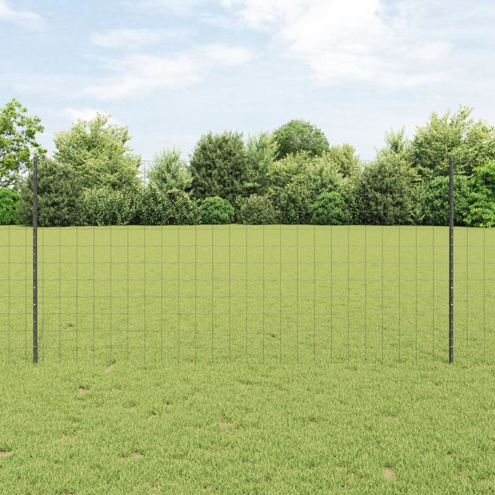 vidaXL Euro Staket med Stöd 25 x 1,2 m PVC-belagda stål Grå Mesh