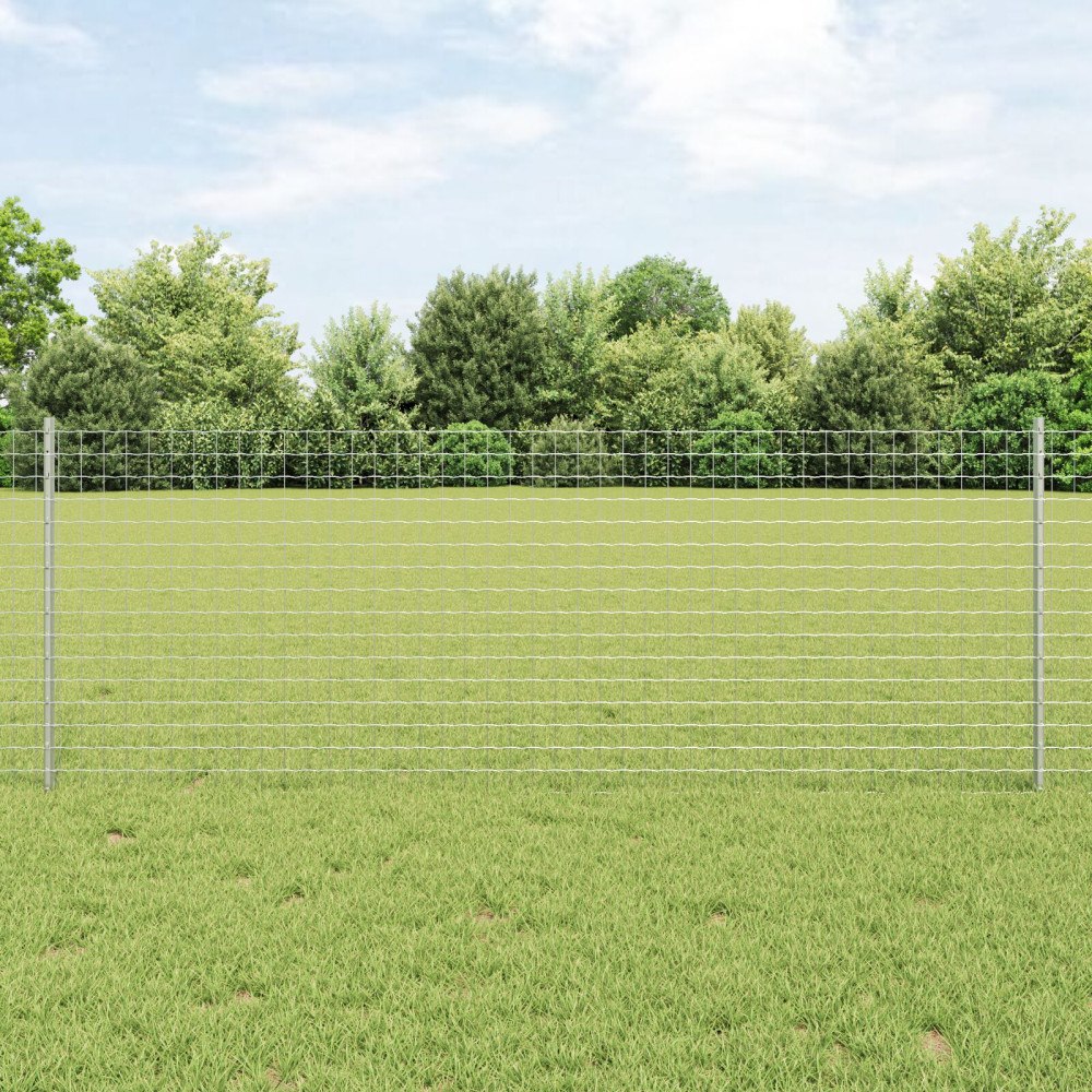 vidaXL Euro Staket med Stöd 10 x 0,8 m Galvaniserat stål Silver Mesh