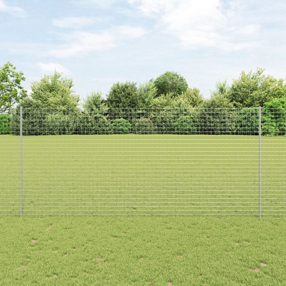 vidaXL Euro Staket med Stöd 10 x 1,4 m Galvaniserat stål Silver Mesh