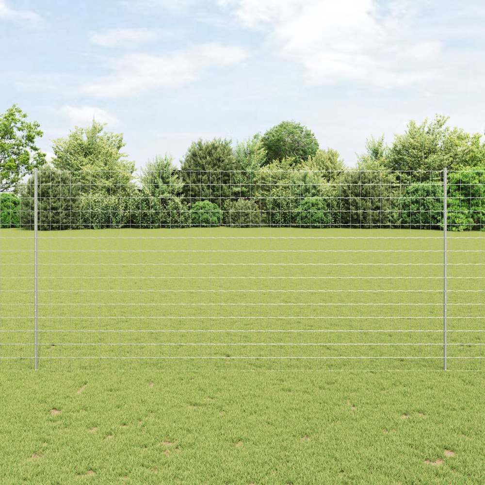vidaXL Euro Staket med Stöd 10 x 1,5 m Galvaniserat stål Silver Mesh