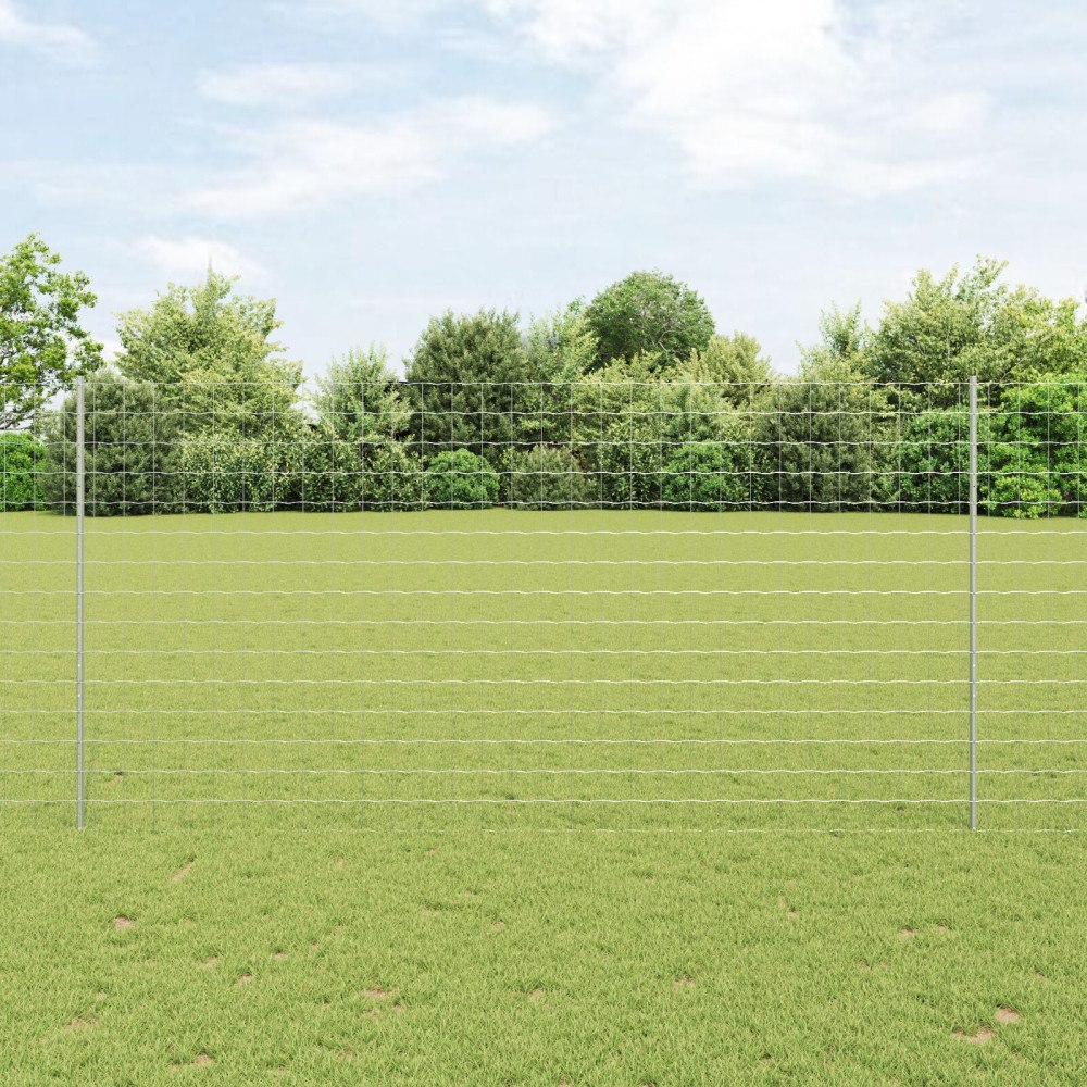 vidaXL Euro Staket med Stöd 10 x 1,6 m Galvaniserat stål Silver Mesh