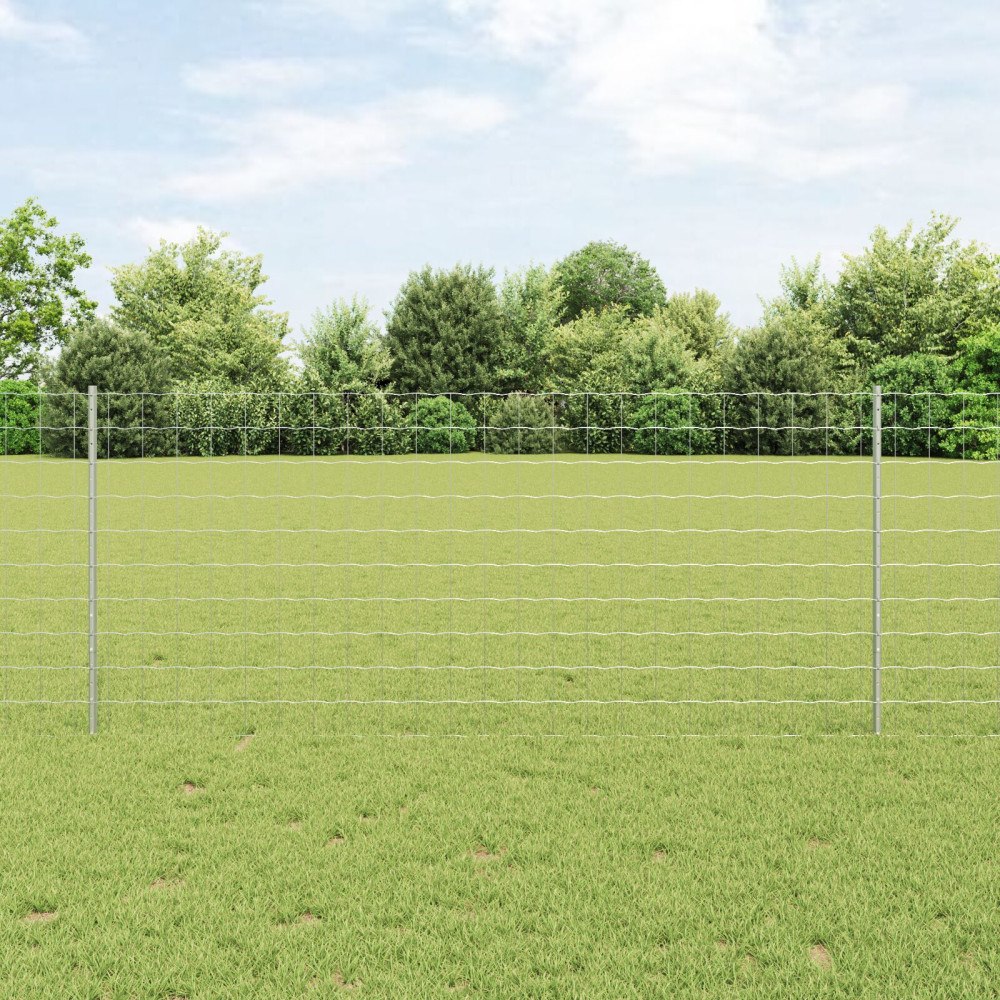 vidaXL Euro Staket med Stöd 25 x 1 m Galvaniserat stål Silver Mesh