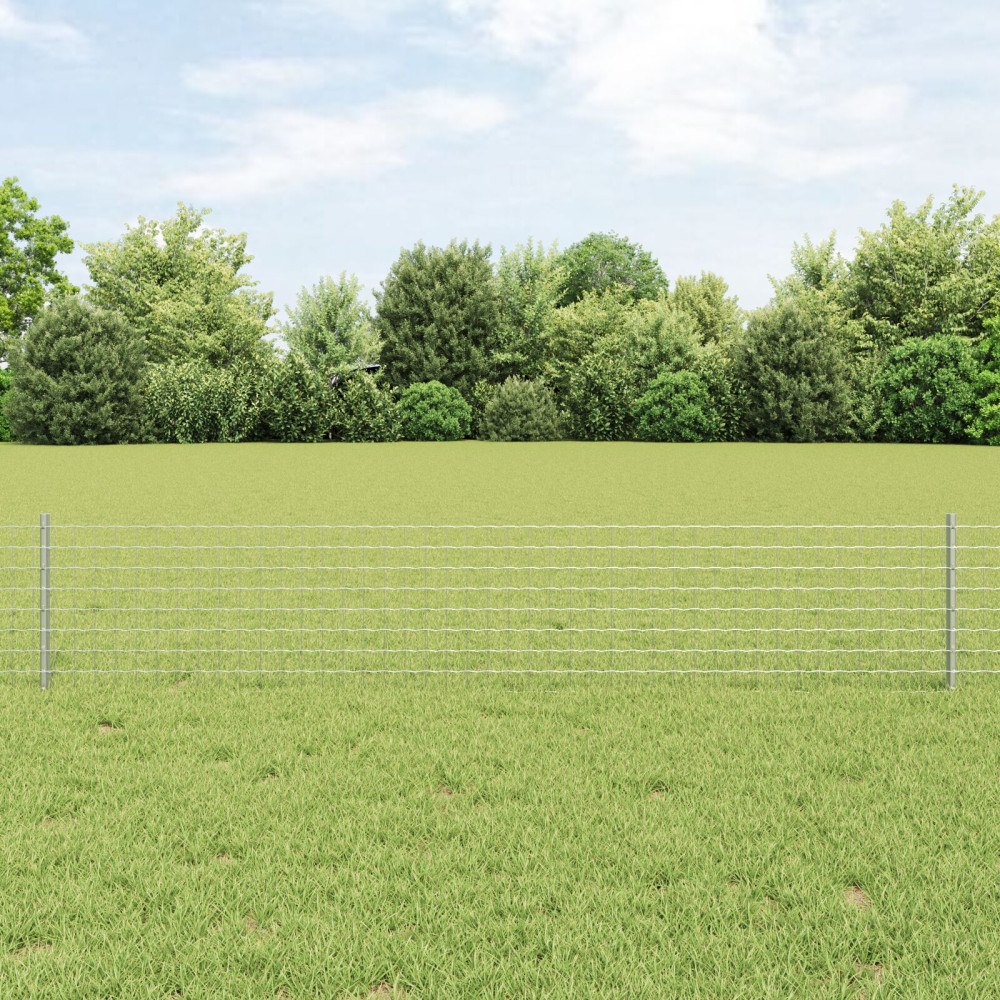 vidaXL Euro Staket med Stöd 50 x 0,4 m Galvaniserat stål Silver Mesh