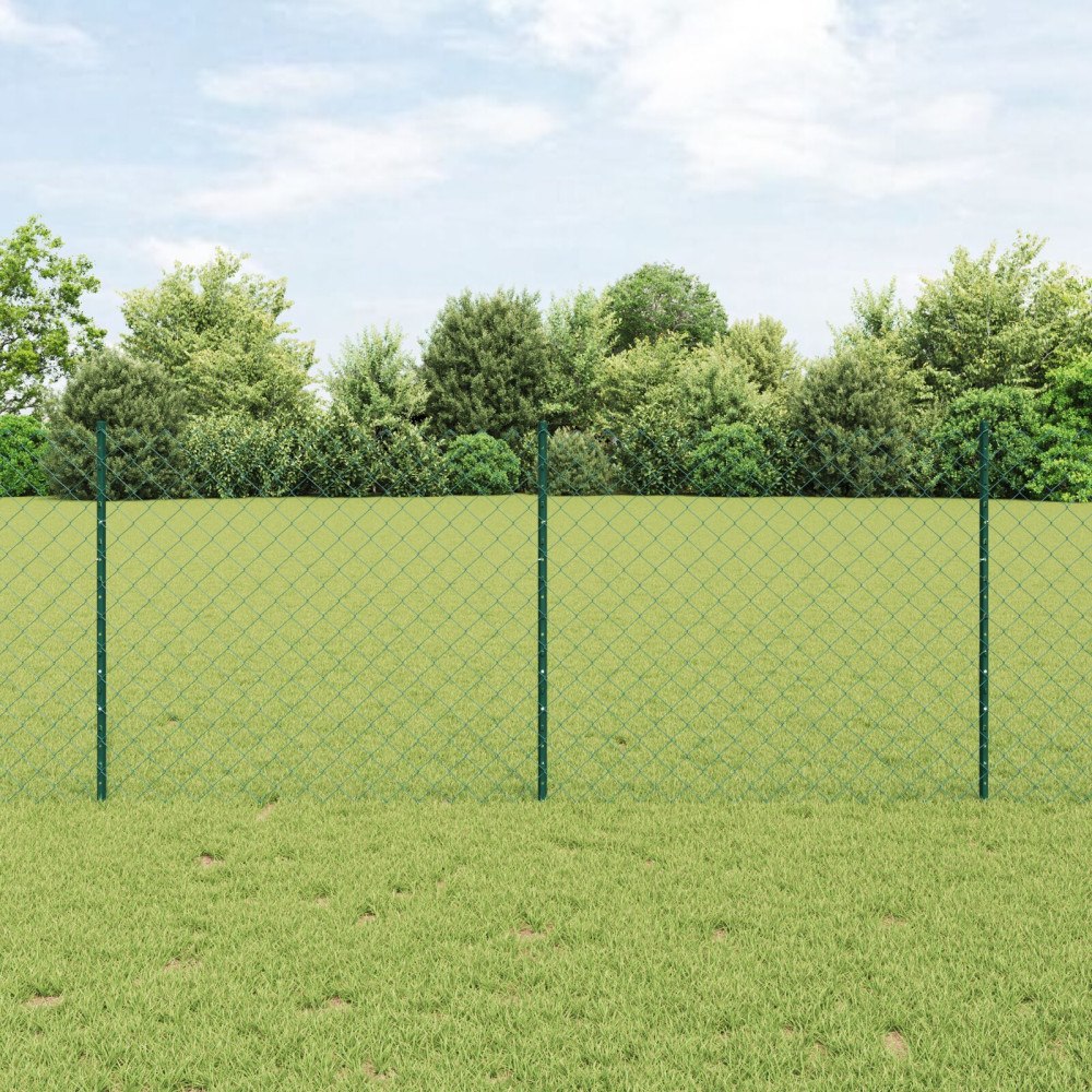 vidaXL Kedjegaller med stolpe 25 x 1 m Galvaniserat stål Grön Mesh
