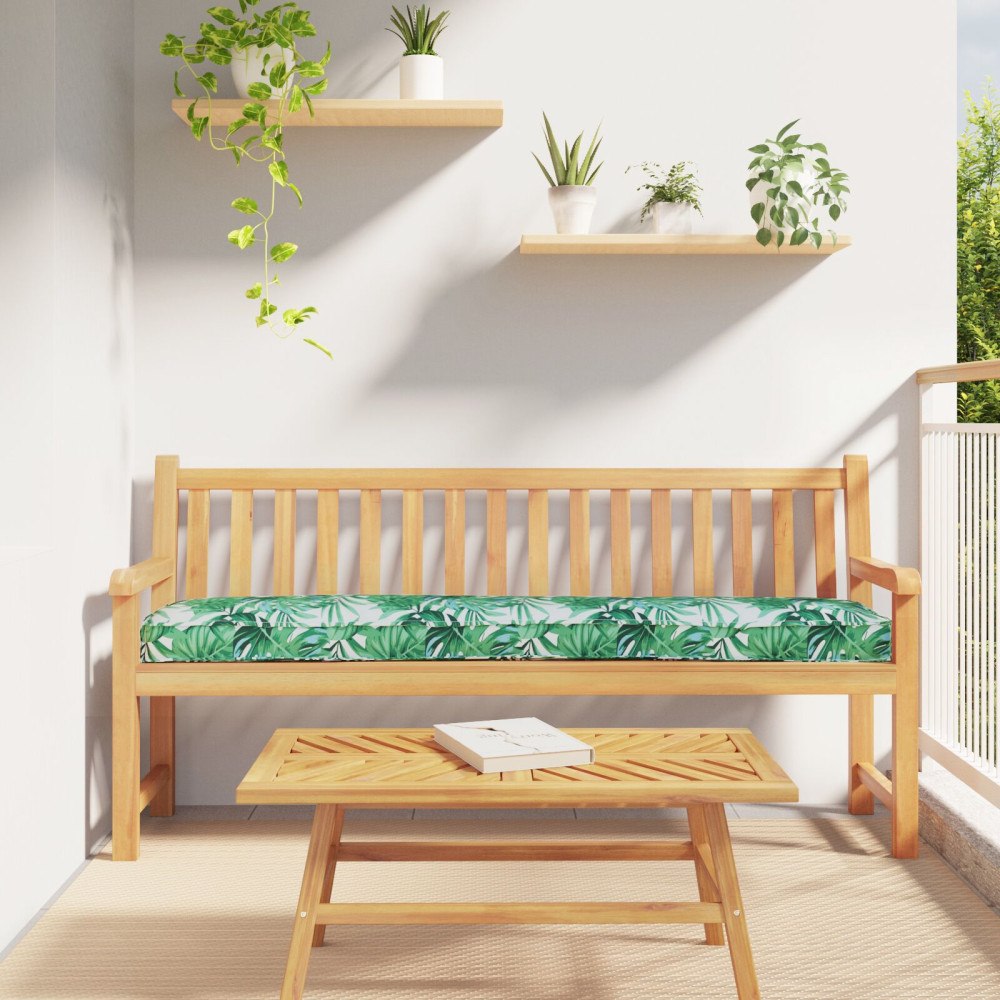 vidaXL Pallkuddar för Bänk 2 st Bladmönster 200x40x8 cm Oxford Tyg