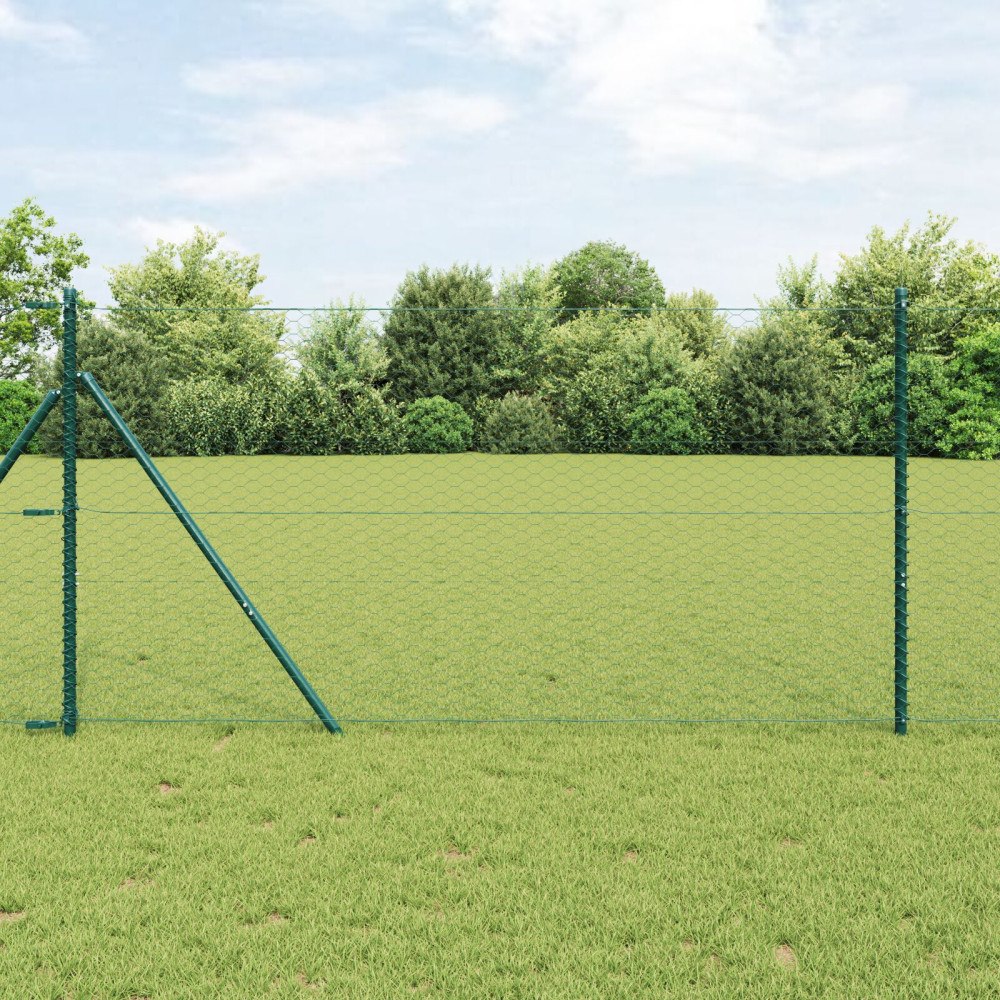 vidaXL Hexagonstängsel Grön 1 x 100 m PVC