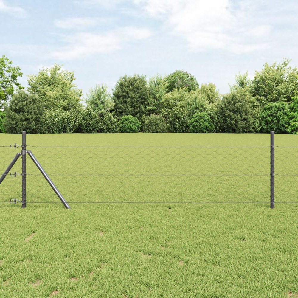 vidaXL Hexagon Stängsel Grå 1x100 m Stål