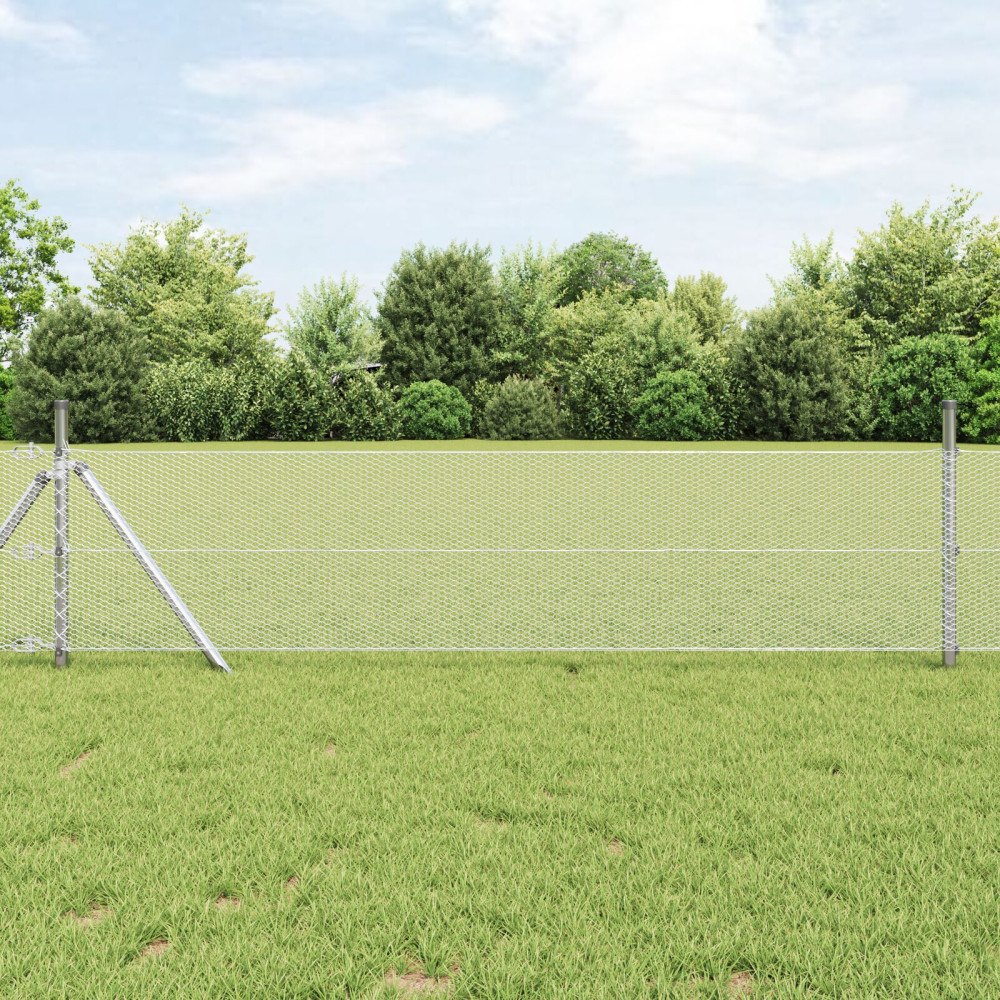 vidaXL Hexagonstängsel Silver 0,6 x 10 m Galvaniserat stål