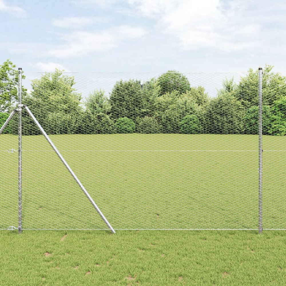 vidaXL Hexagonstängsel Silver 1,5 x 10 m Galvaniserat stål