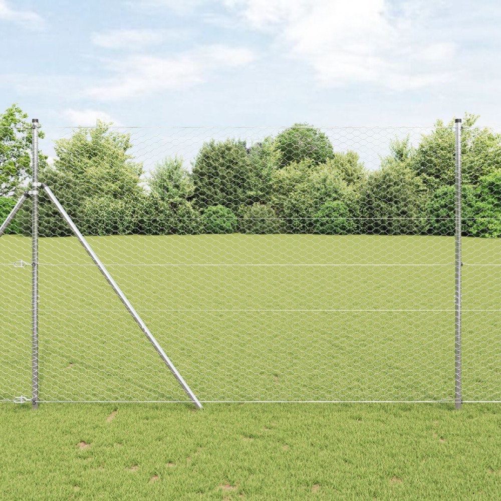 vidaXL Hexagonstängsel Silver 1,6 x 10 m Galvaniserat stål