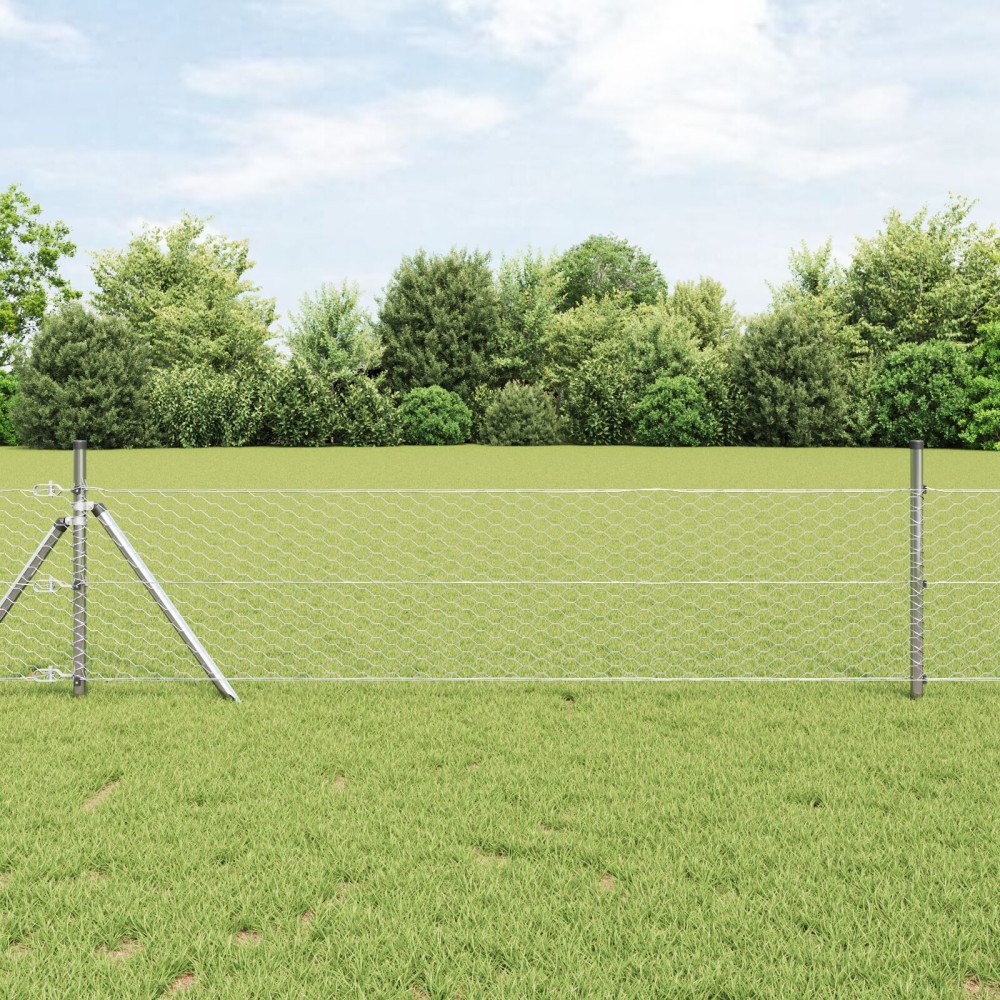 vidaXL Hexagonstängsel Silver 0,4 x 25 m Galvaniserat stål