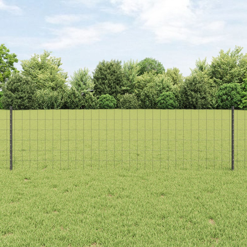 vidaXL Euro Fence med 5 U-poster grå 0.6x10 m stål