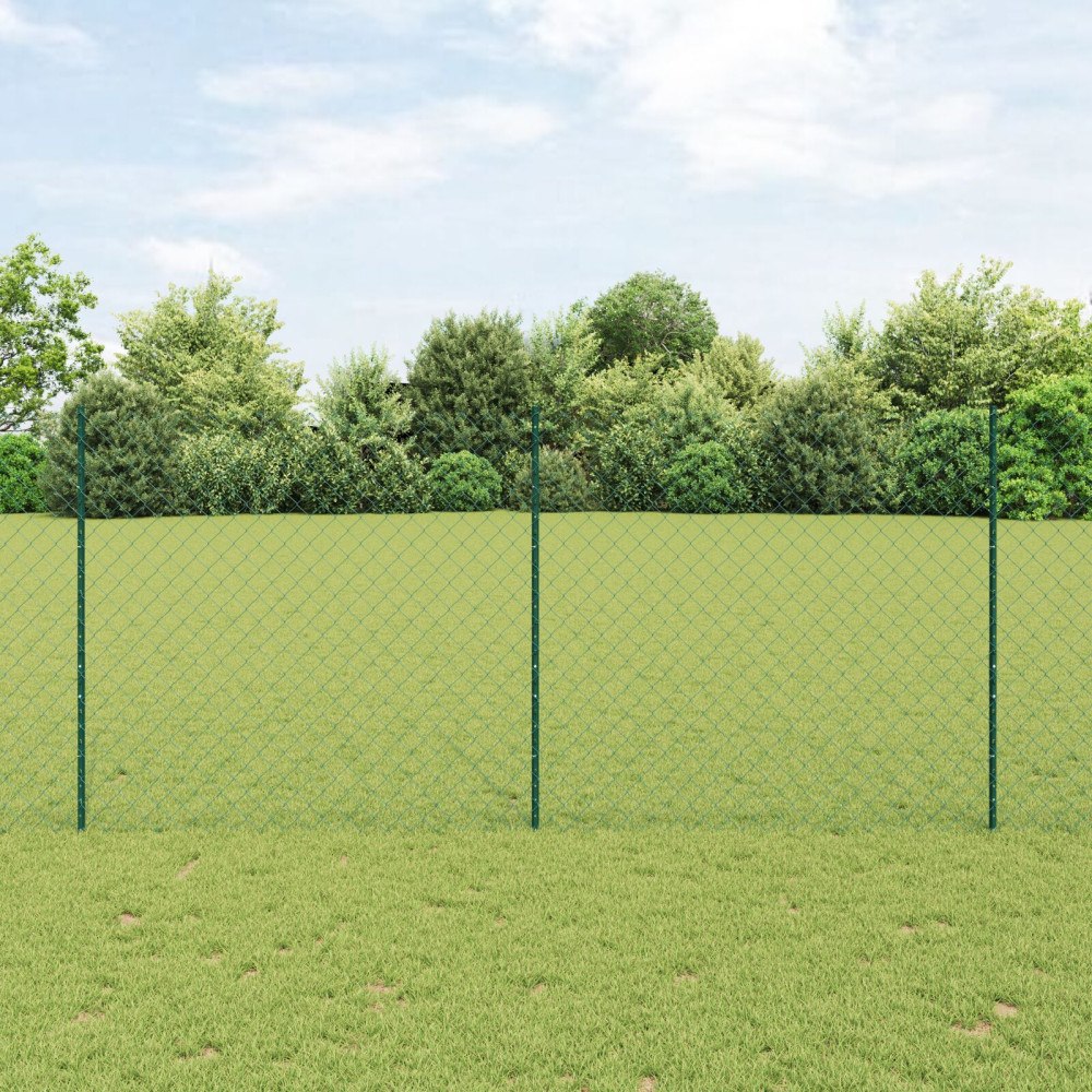 vidaXL Kedjestaket med 10 U-stolpar Grön 1.4x10 m Stål