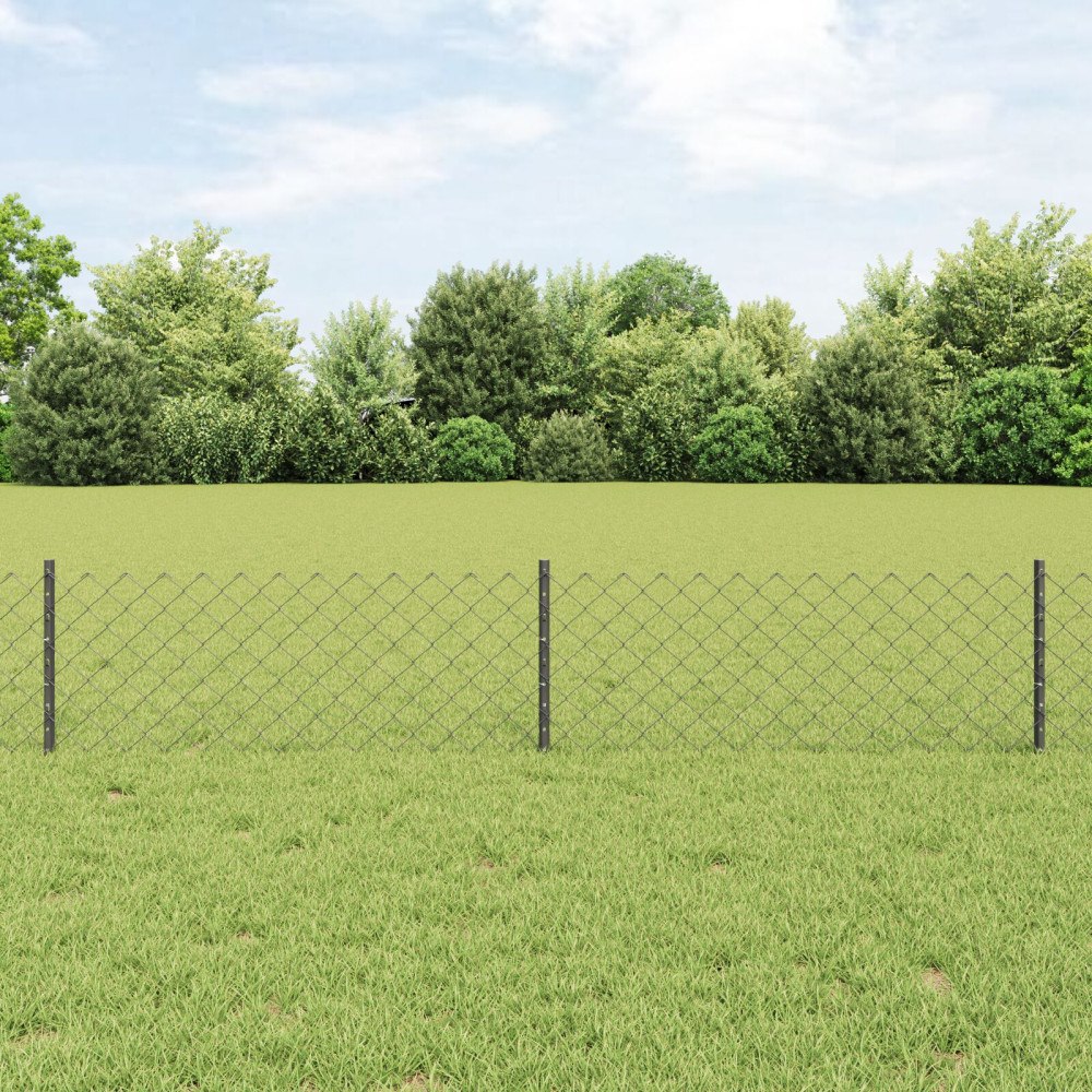 vidaXL Kedjegaller med stolpe 10 x 0,4 m PVC-belagda stål Grå Mesh