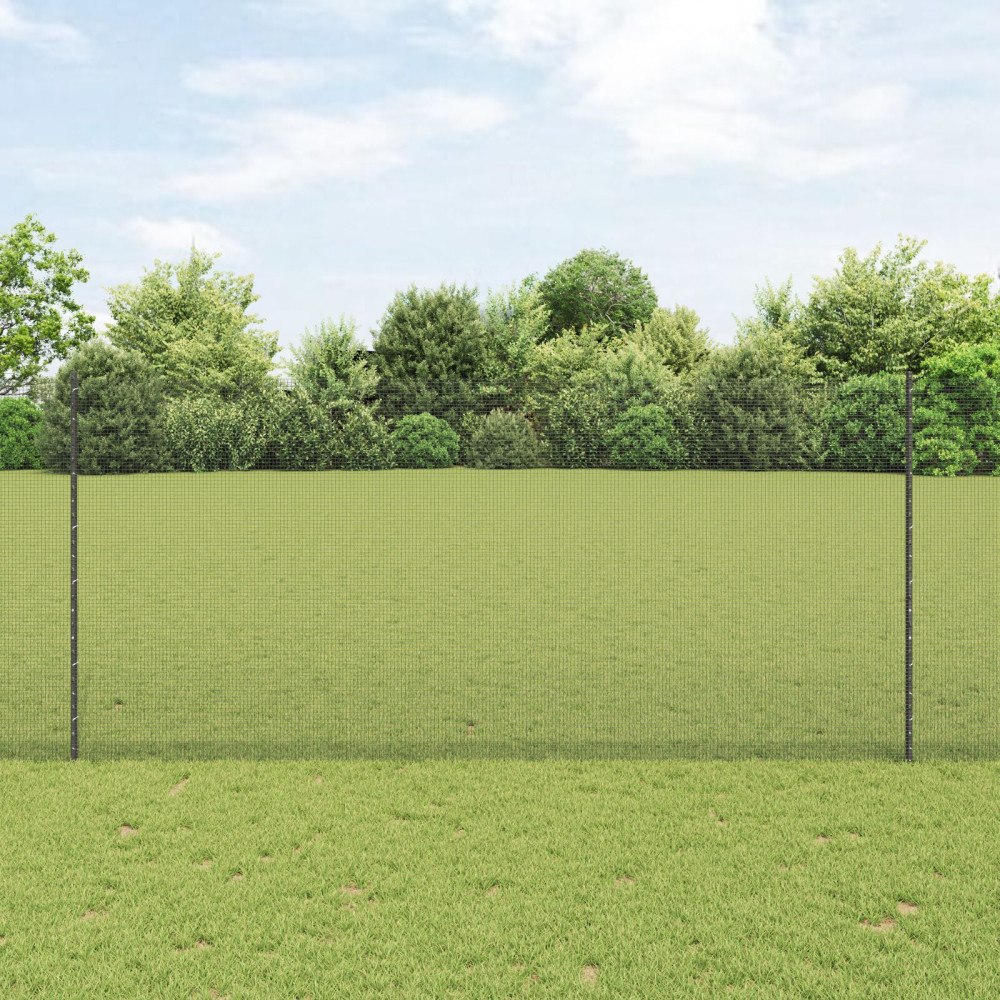 vidaXL Svetsat trådgeller med stolpar 25 x 1,4 m PVC-belagda stål Grå