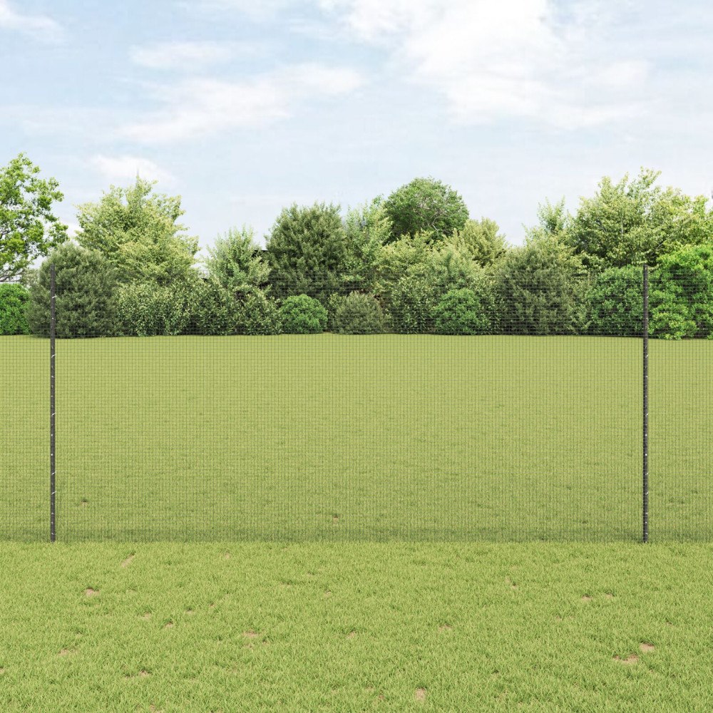 vidaXL Svetsat trådgeller med stolpar 25 x 1,4 m PVC-belagda stål Grå