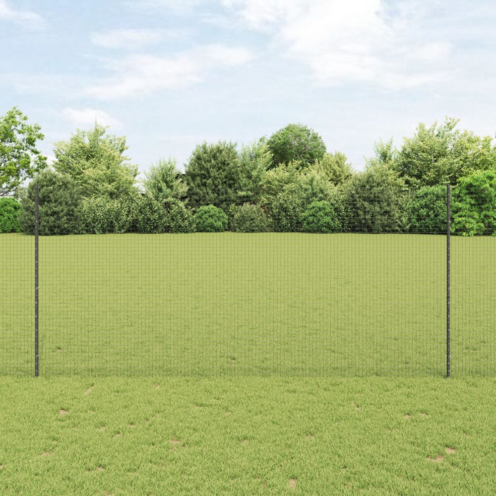 vidaXL Svetsat trådgeller med stolpar 25 x 1,4 m PVC-belagda stål Grå