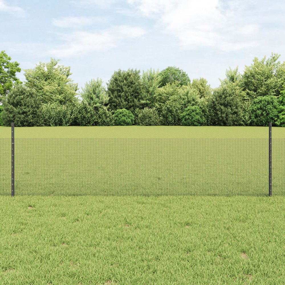 vidaXL Svetsat trådgeller med stolpar 50 x 0,5 m PVC-belagda stål Grå