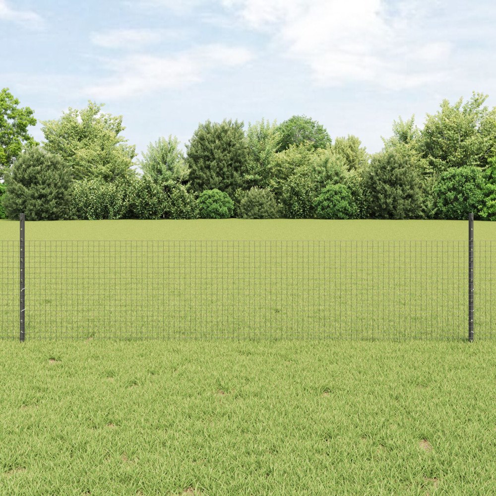 vidaXL Svetsat trådgeller med stolpar 50 x 0,5 m PVC-belagda stål Grå