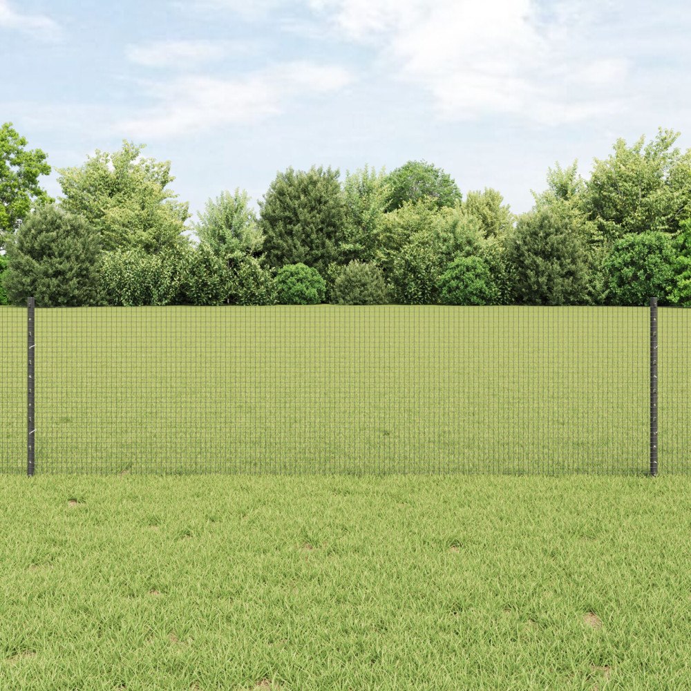 vidaXL Svetsat trådgeller med stolpar 50 x 0,6 m PVC-belagda stål Grå