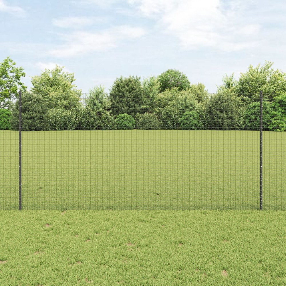 vidaXL Svetsat trådgeller med stolpar 50 x 1,2 m PVC-belagda stål Grå