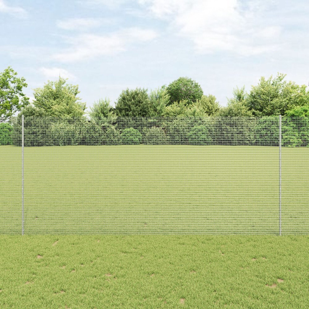 vidaXL Svetsat trådgeller med stolpar 50 x 1,4 m PVC-belagda stål Grå