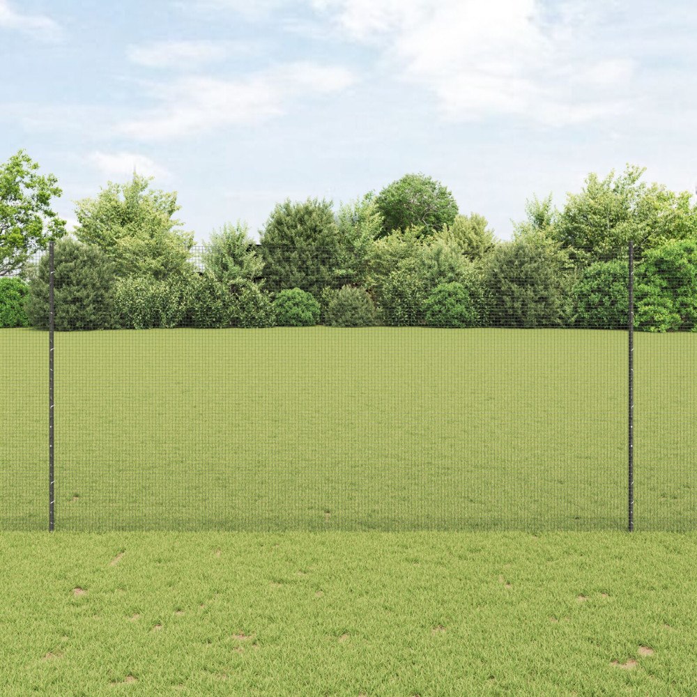 vidaXL Svetsat trådgeller med stolpar 50 x 1,5 m PVC-belagda stål Grå