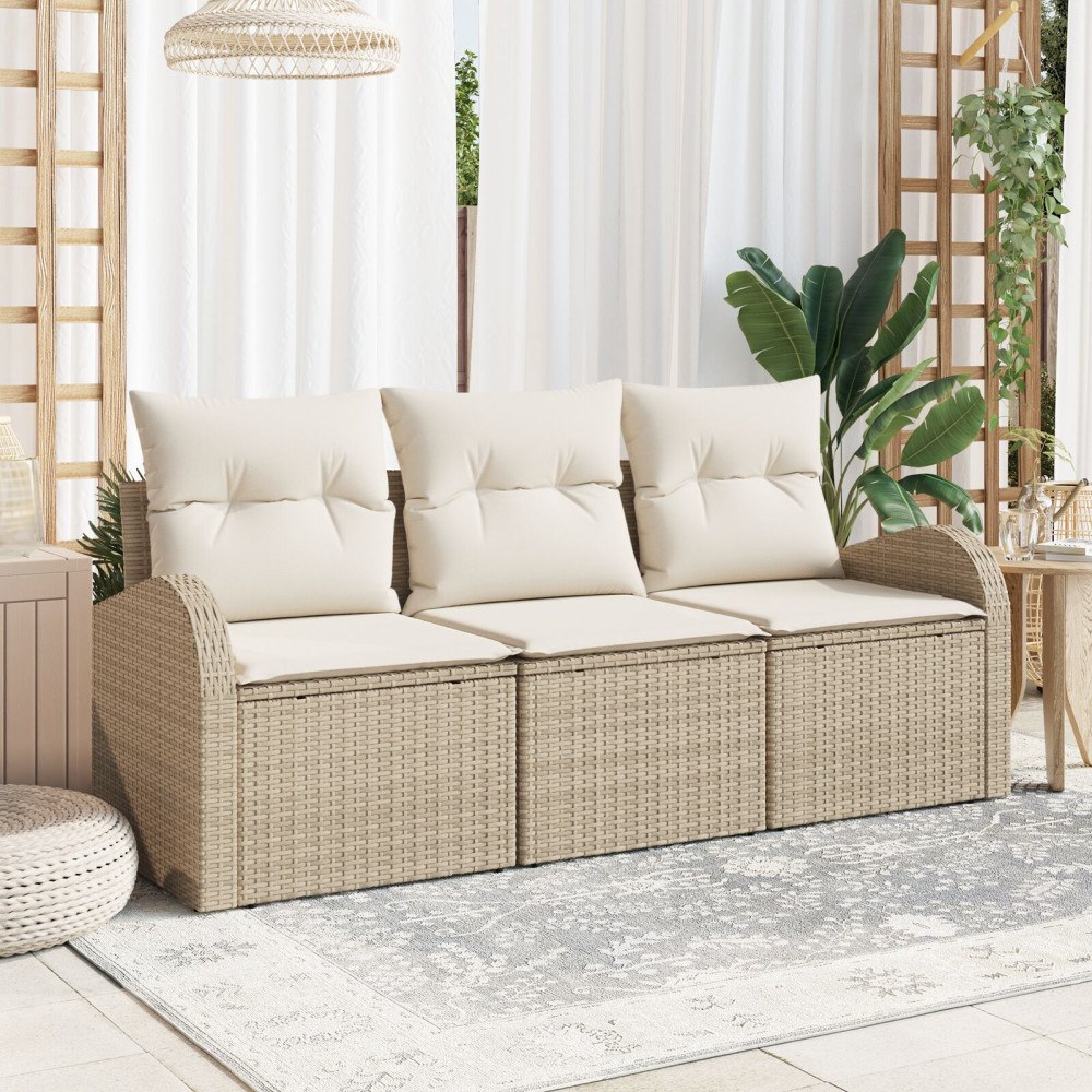vidaXL Trädgårdsoffset Beige konstrotting