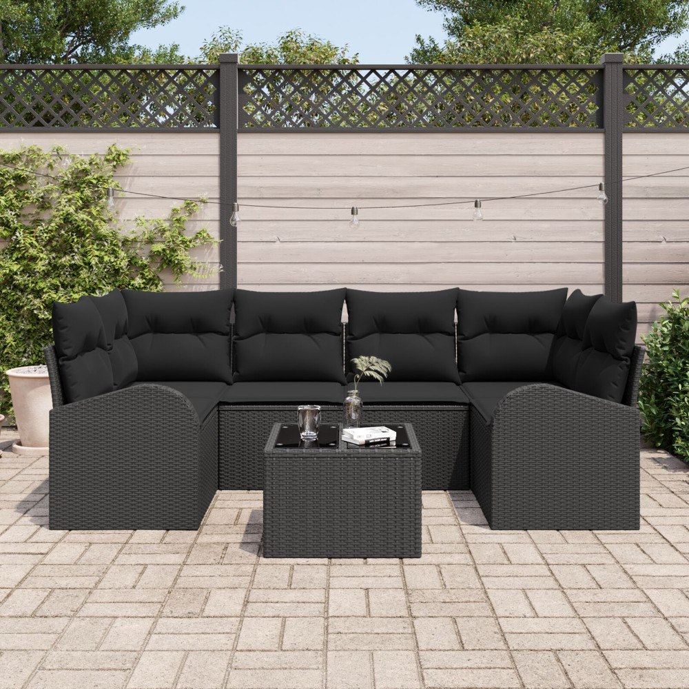 vidaXL Trädgårdsoffset Svart 55 x 55 x 37 cm konstrotting