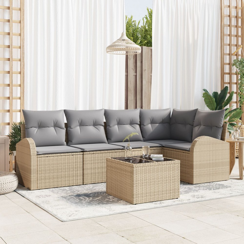 vidaXL Soffset 6 st Beige Polyester
