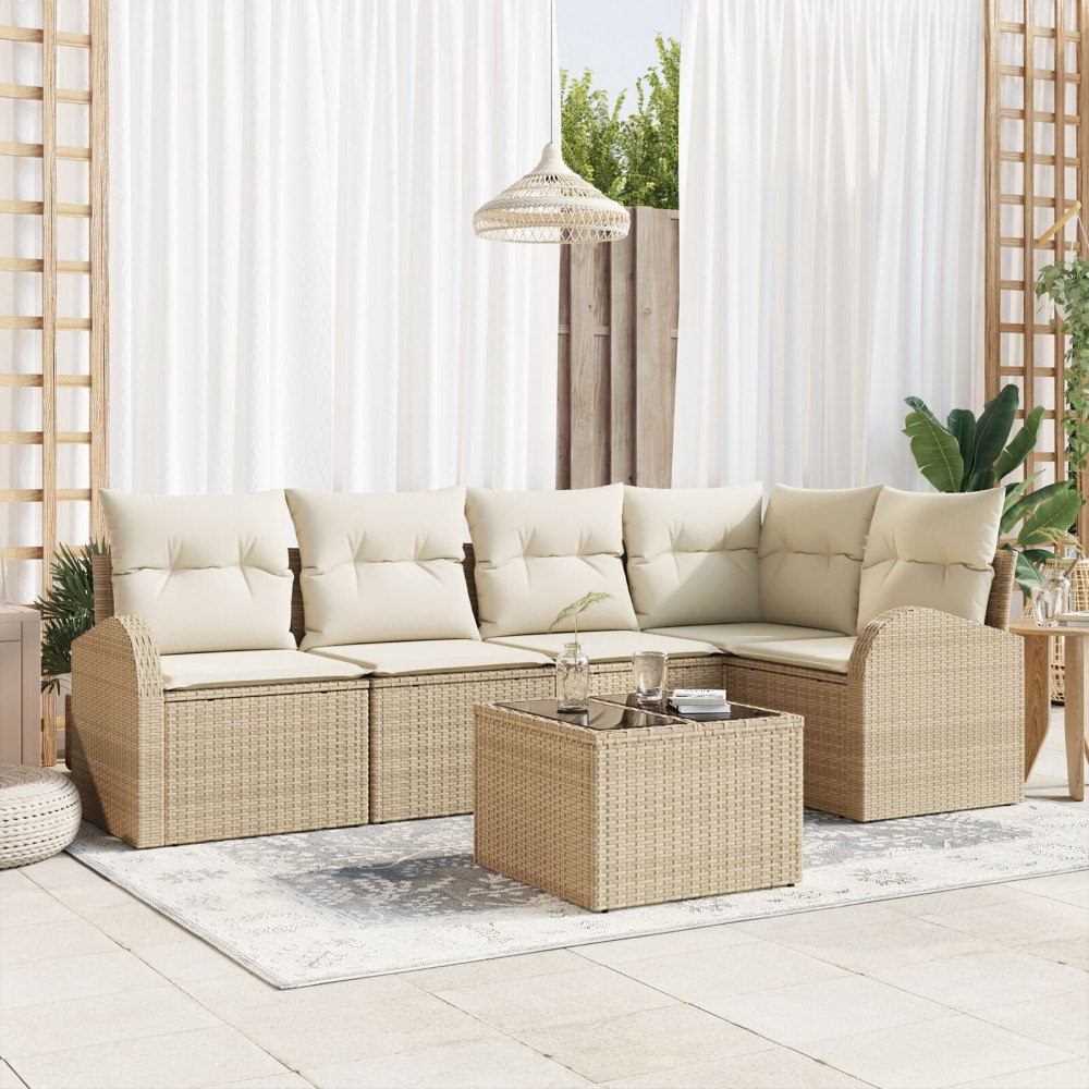 vidaXL Soffset med kudde Beige Polyester