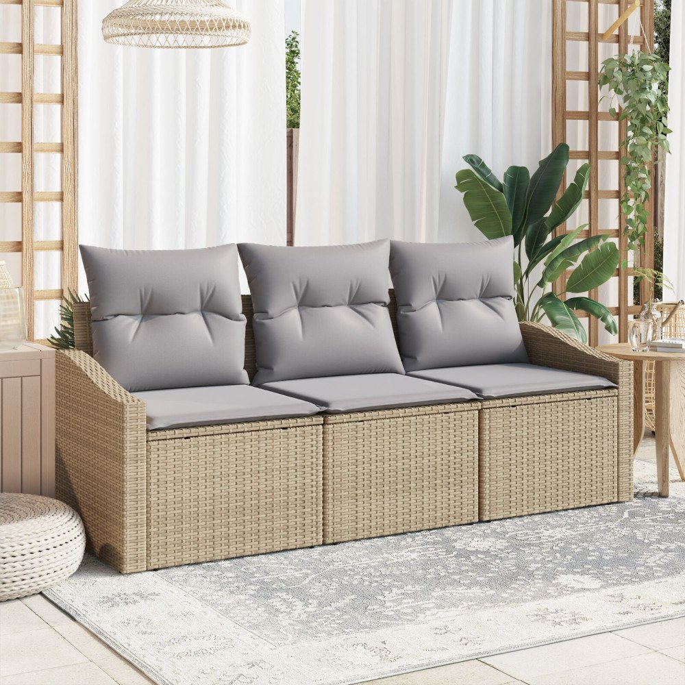 vidaXL Soffset 3 st Beige konstrotting