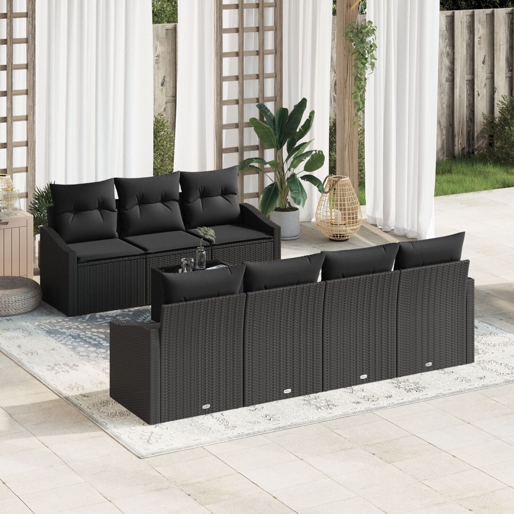 vidaXL Soffset 8 st Svart konstrotting