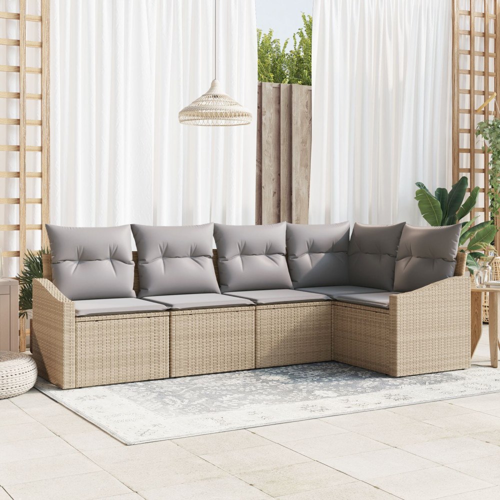vidaXL Soffset 5 st Beige konstrotting