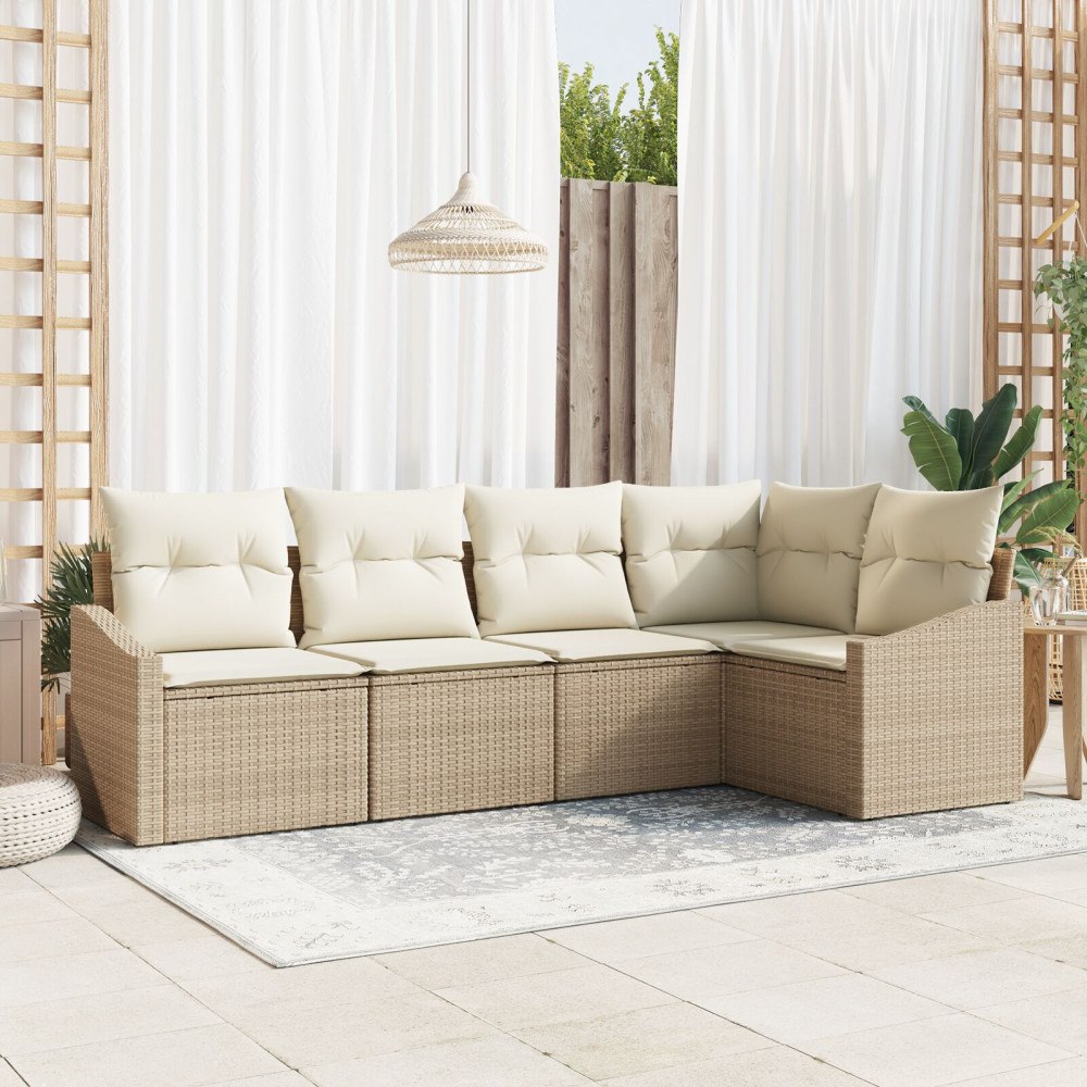 vidaXL Soffset 5 st Beige konstrotting