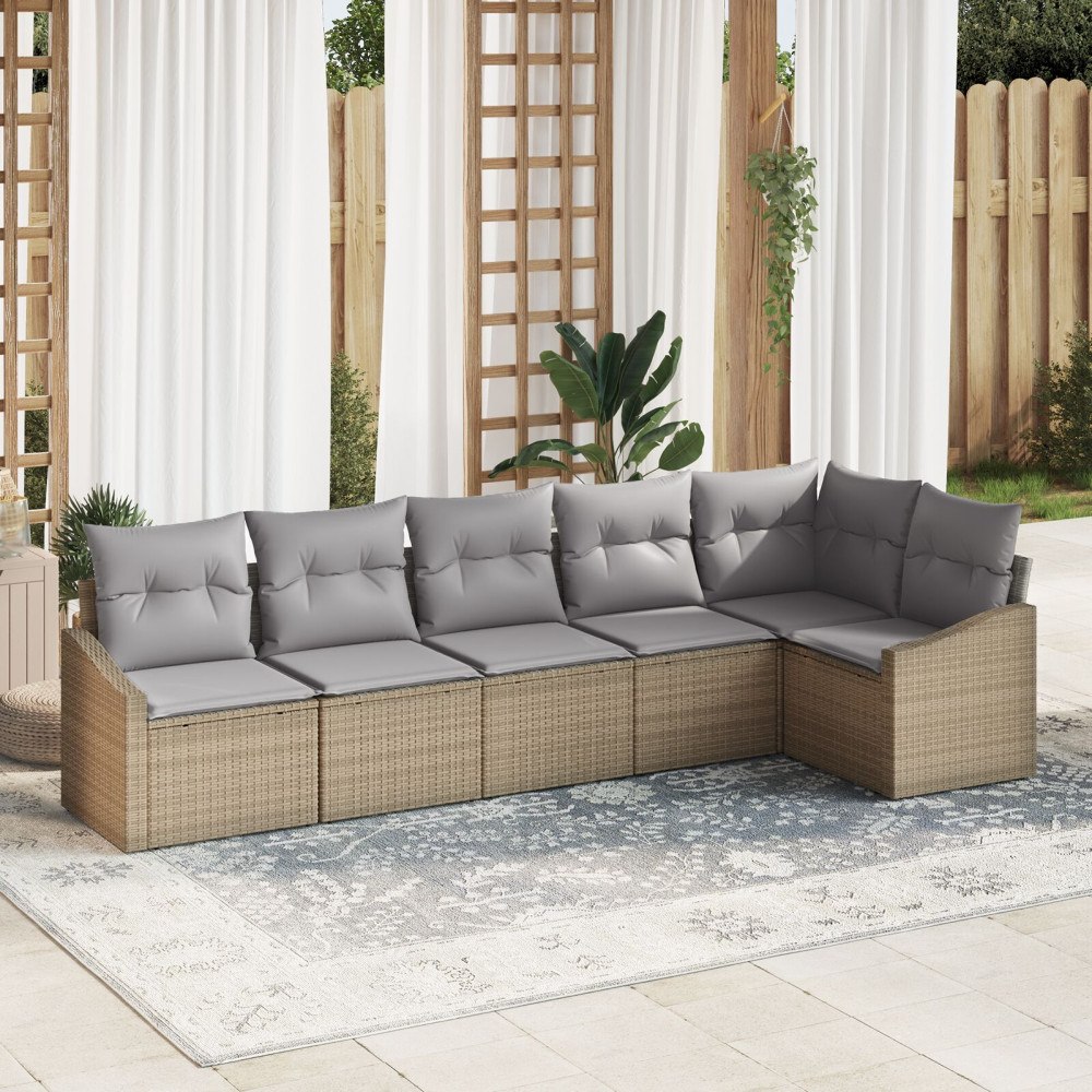 vidaXL Soffset 6 st Beige konstrotting