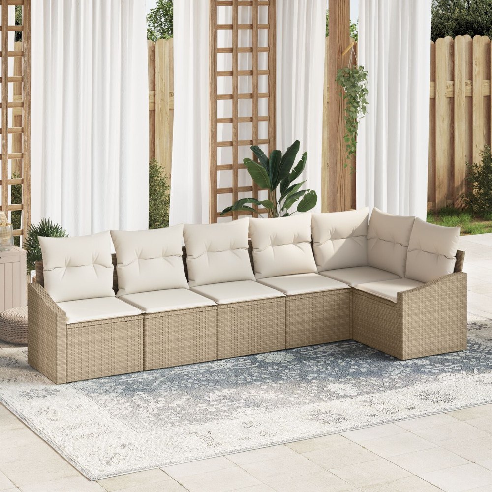 vidaXL Soffset 6 st Beige konstrotting