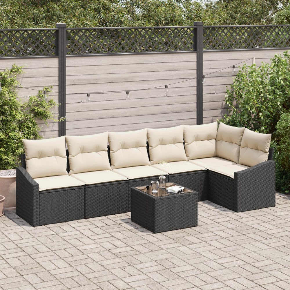 vidaXL Soffset 7 st Svart konstrotting