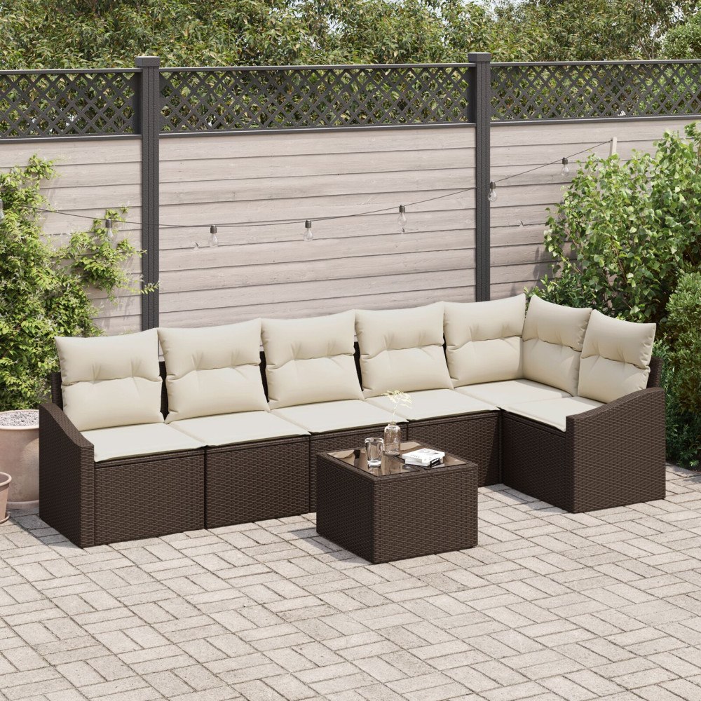 vidaXL Soffset 7 st Brun konstrotting