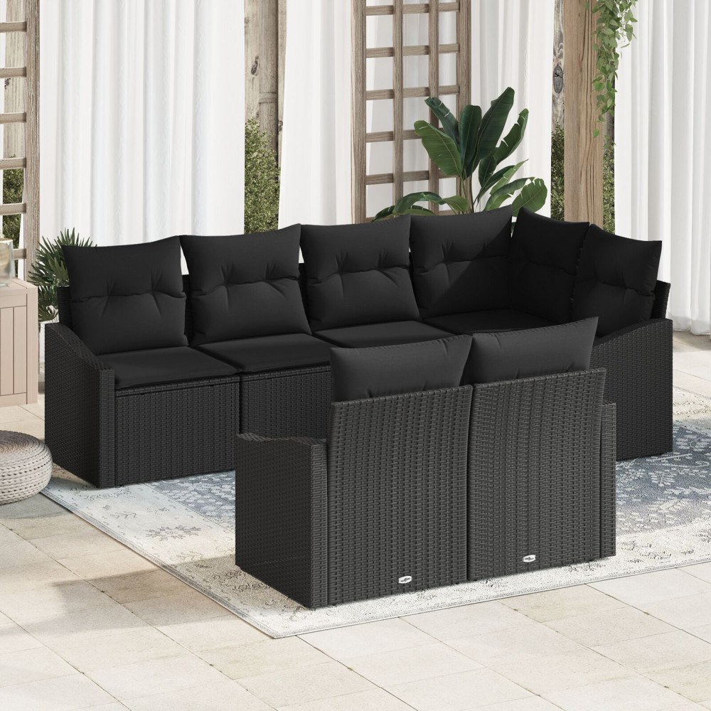 vidaXL Soffset 7 st Svart konstrotting