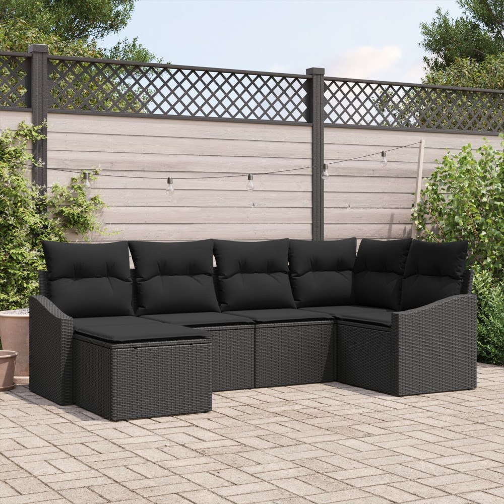 vidaXL Soffset 6 st Svart konstrotting