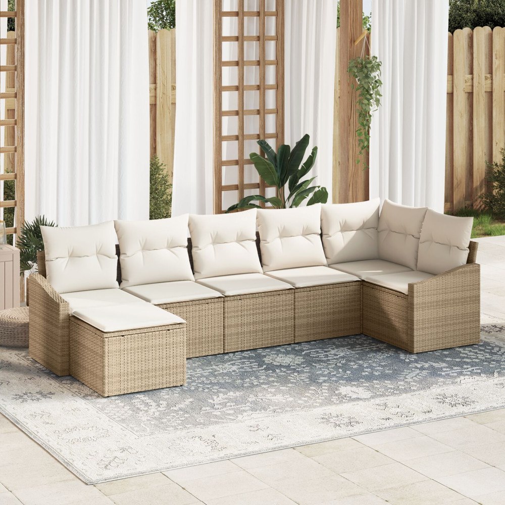 vidaXL Soffset 7 st Beige konstrotting