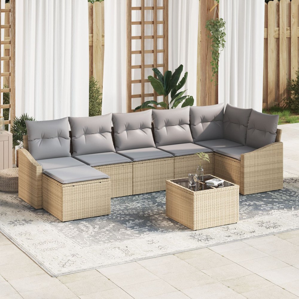 vidaXL Soffset 8 st Beige konstrotting