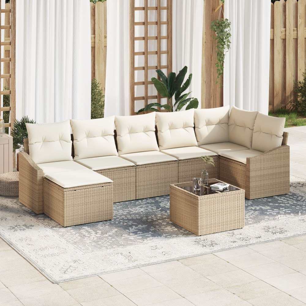 vidaXL Soffset 8 st Beige konstrotting