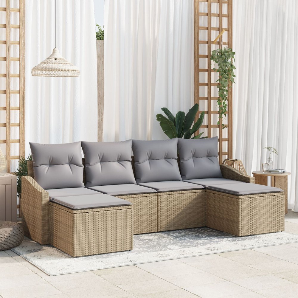 vidaXL Soffset 6 st Beige konstrotting