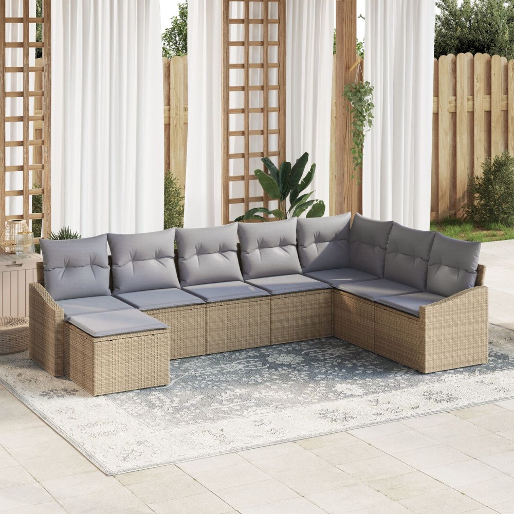 vidaXL Soffset 8 st Beige konstrotting